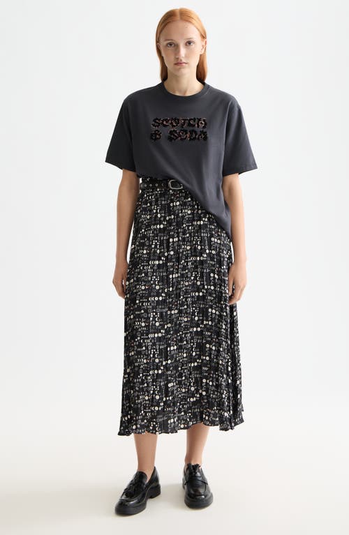 Scotch & Soda Mixed Print Crinkle Pleat Skirt In Black