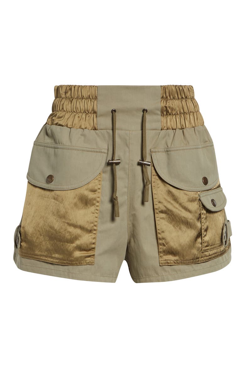 High Waist Multipocket Cotton Twill & Nylon Shorts, Alternate, color, 7GS PALE GREEN