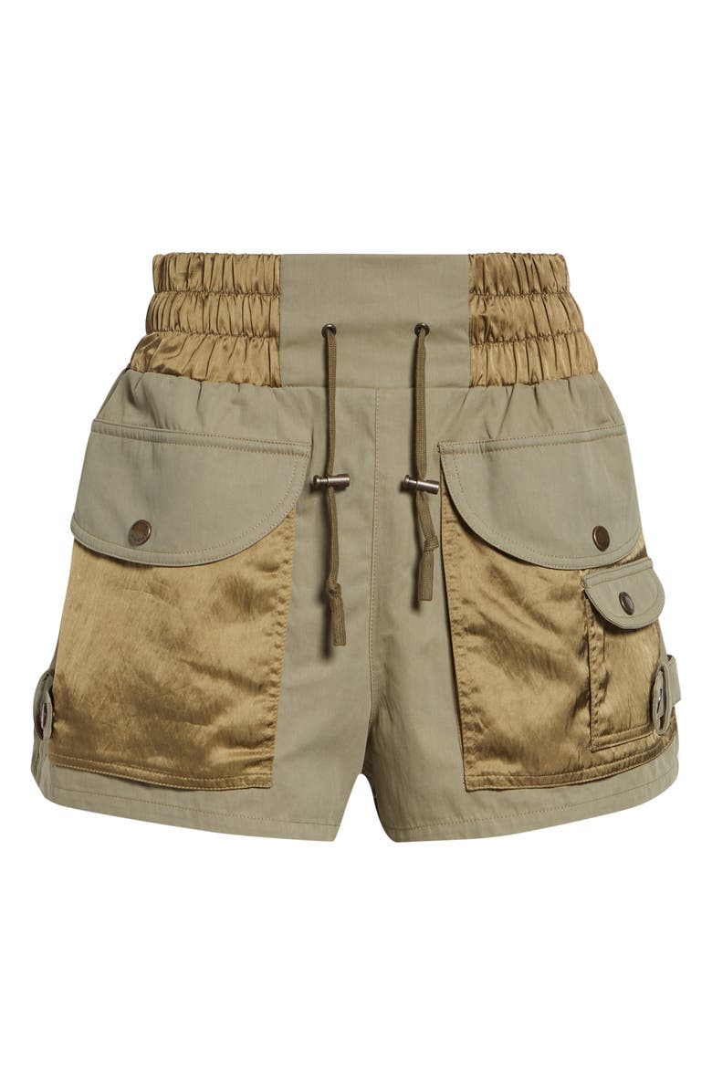 Balmain High Waist Multipocket Cotton Twill & Nylon Shorts, Main, color, 7Gs Pale Green
