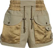 Balmain High Waist Multipocket Cotton Twill & Nylon Shorts