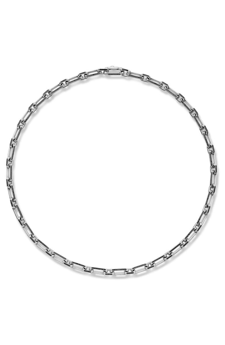 David Yurman Men's Elongated Open Link Chain Necklace with Pavé Black Diamonds, Alternate, color, 