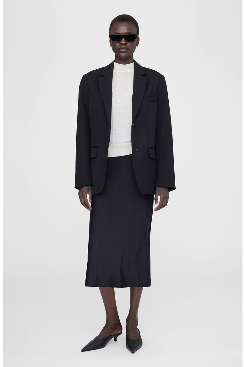 Bar Silk Skirt, Main, color, Black