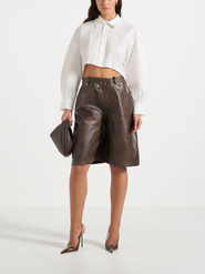 Manière De Voir Hazel Vintage Leather Wrapover Bermuda Shorts