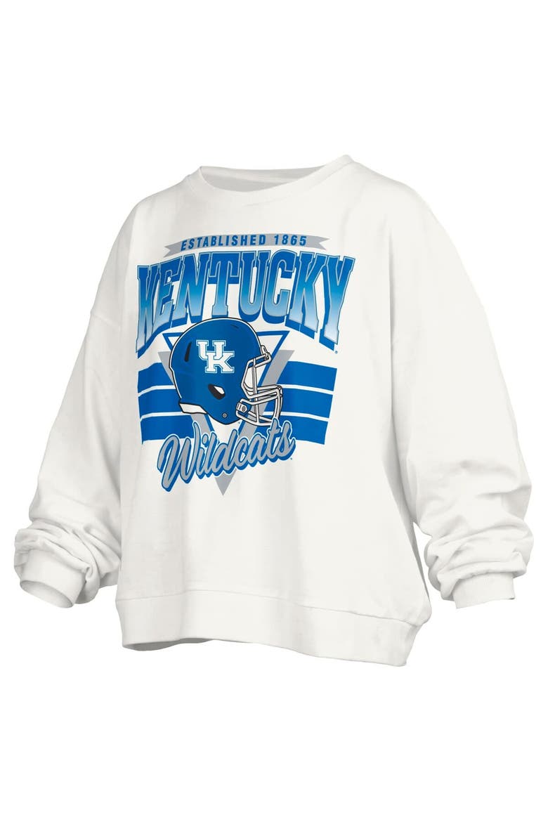 Women's Pressbox White Kentucky Wildcats Janice Retro Logo Oversized Pullover Sweatshirt, Alternate, color, White