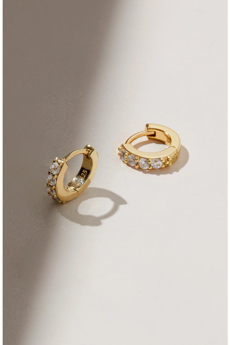 Suzanne Cubic Zirconia Huggie Hoop Earrings, Alternate, color, 925 YG / CLEAR