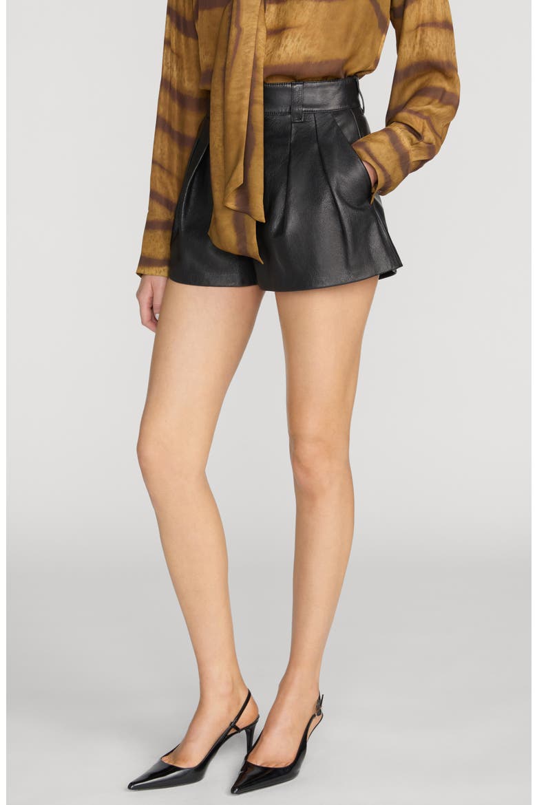 The Structural Leather Shorts, Alternate, color, BLACK
