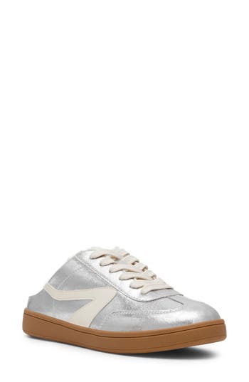 Dolce Vita Dv By Vitally Faux Shearling Lined Mule Sneaker In Silver Plush