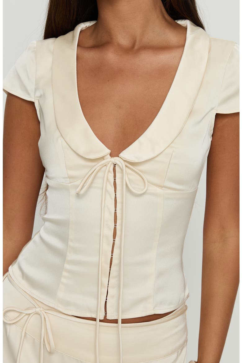 Aubrette Peter Pan Collar Satin Top, Alternate, color, CREAM