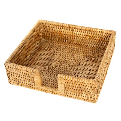 Artifacts Rattan Luncheon Napkin Holder with Cutout