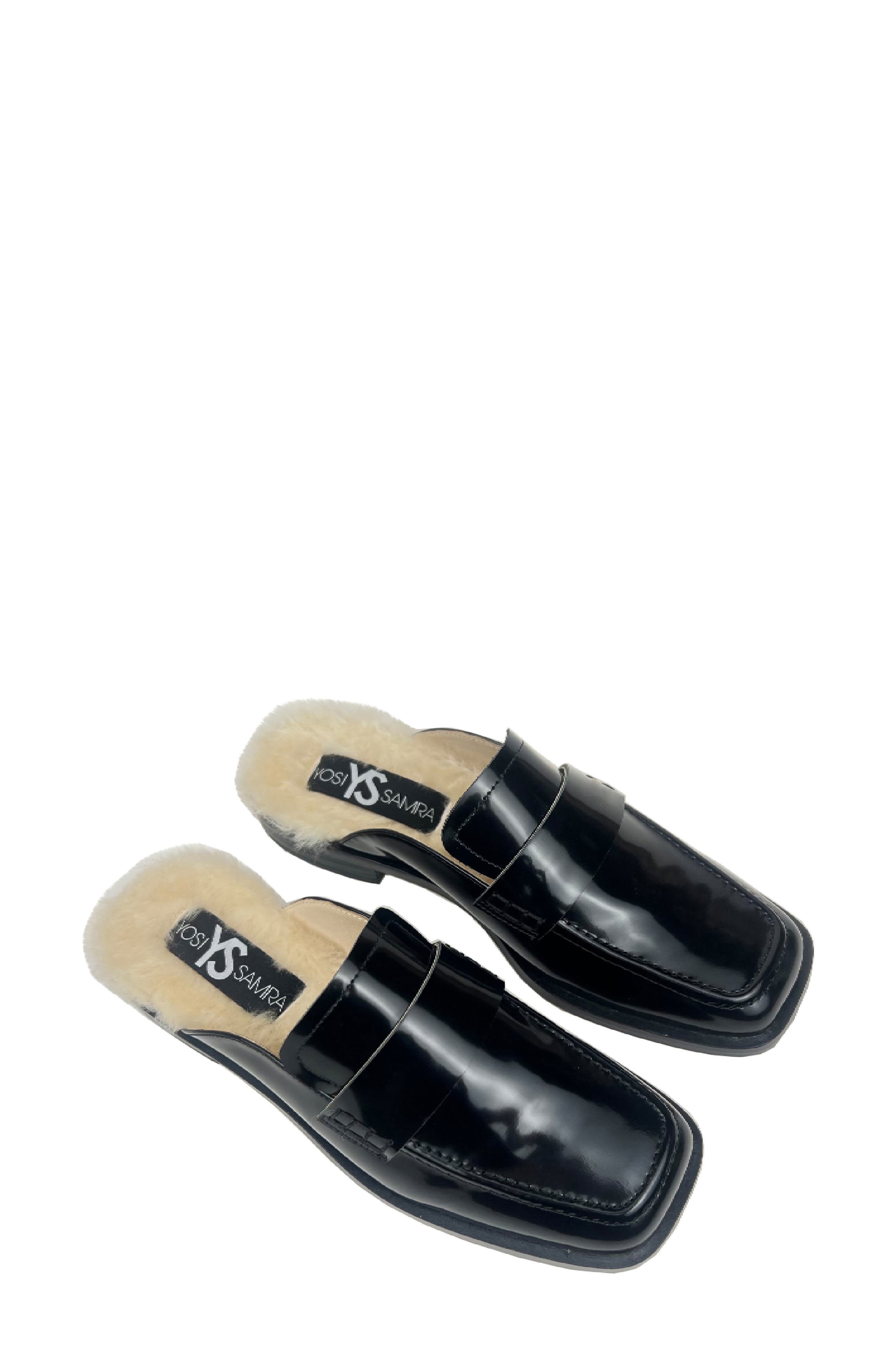 Yosi Samra Odessa Genuine Shearling Lined Loafer in Black Shearling 