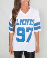 CUCE Women's Cuce Aidan Hutchinson White Detroit Lions Crystal V-Neck Tunic