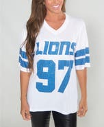 CUCE Women's Cuce Aidan Hutchinson White Detroit Lions Crystal V-Neck Tunic
