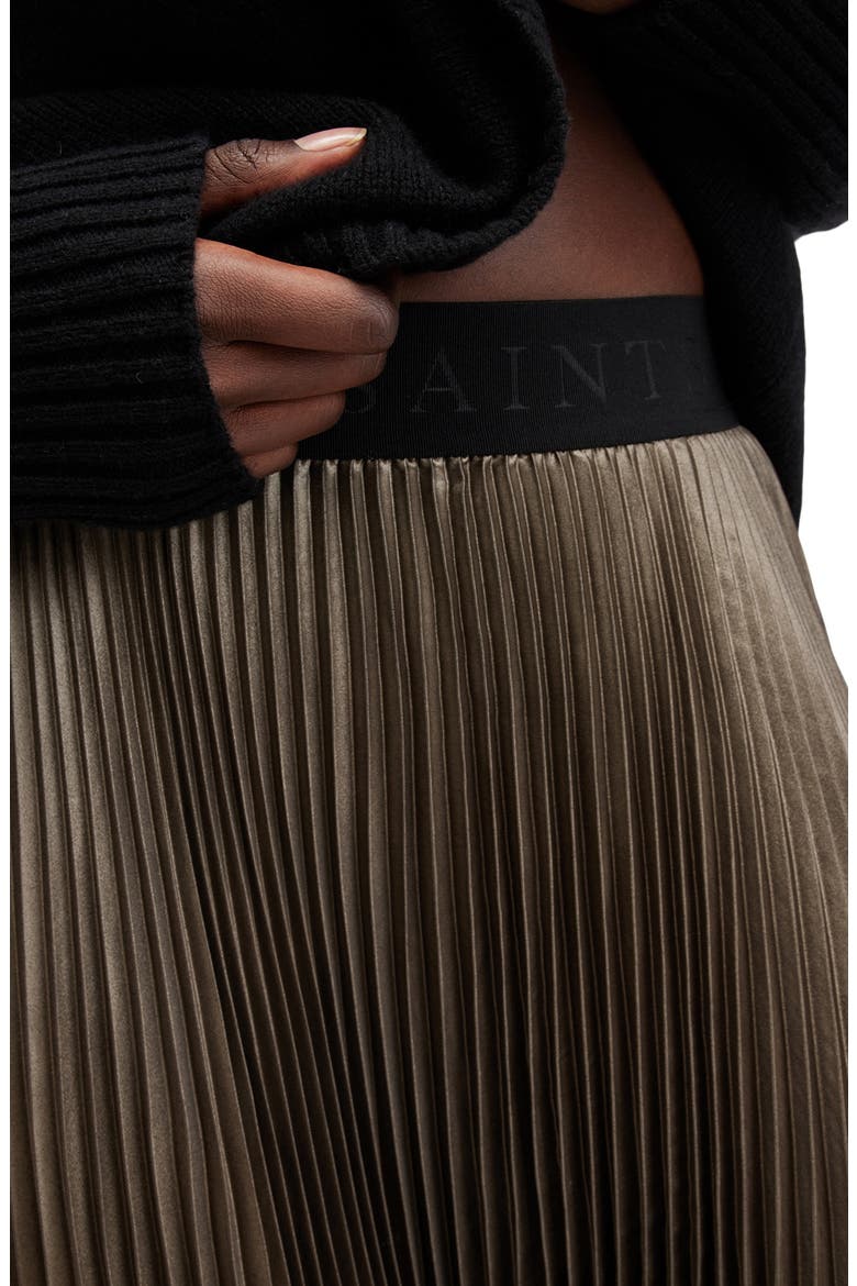Phia Metallic Pleated Skirt, Alternate, color, METALLIC GOLD