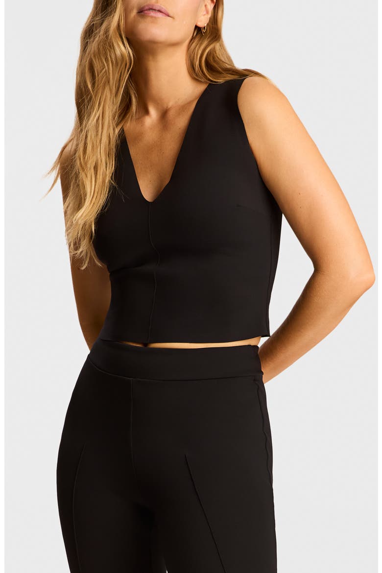 CEO Scuba Knit V-Neck Shell, Main, color, BLACK