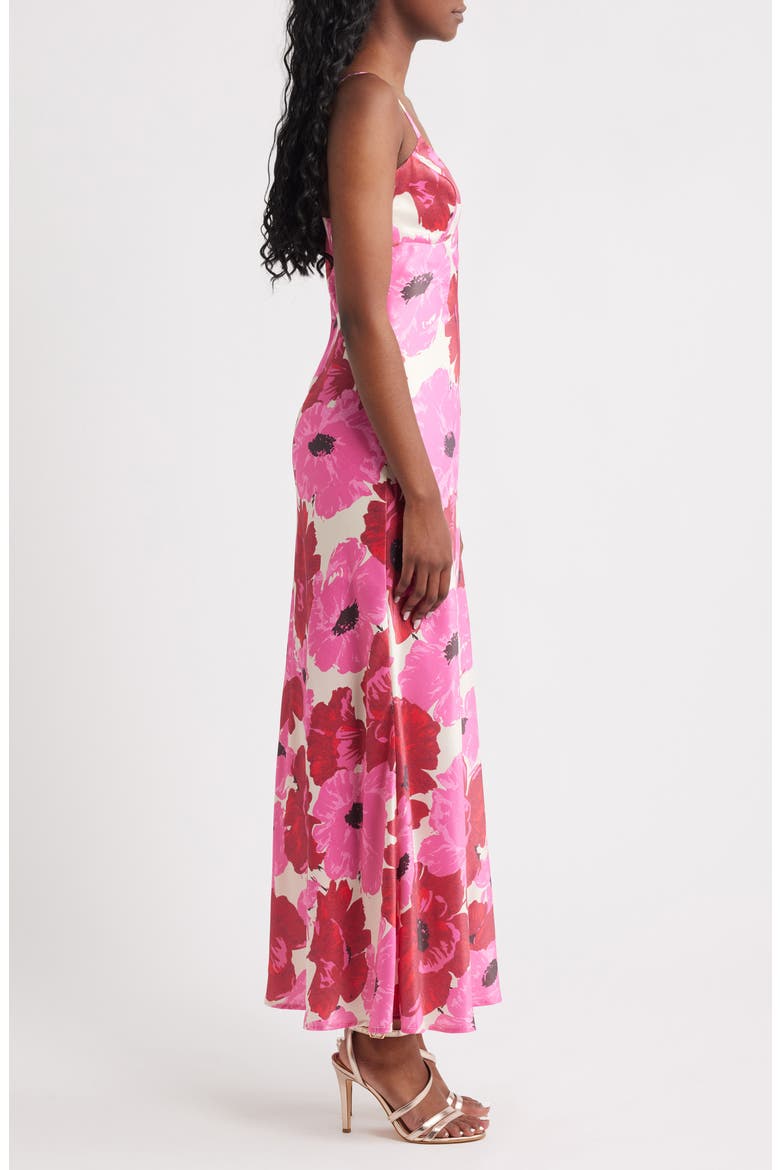 Faye Floral Print Slipdress, Alternate, color, FUCHSIA FLORAL