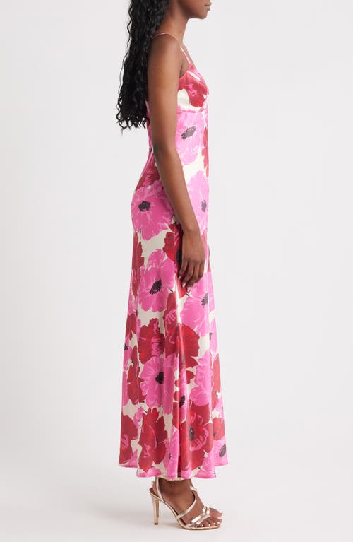 Lulus Faye Floral Print Slipdress In Pink
