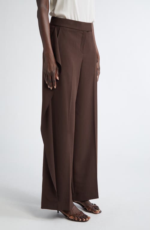 Shop Jason Wu Collection Side Ruffle Straight Leg Crepe Pants In Bark