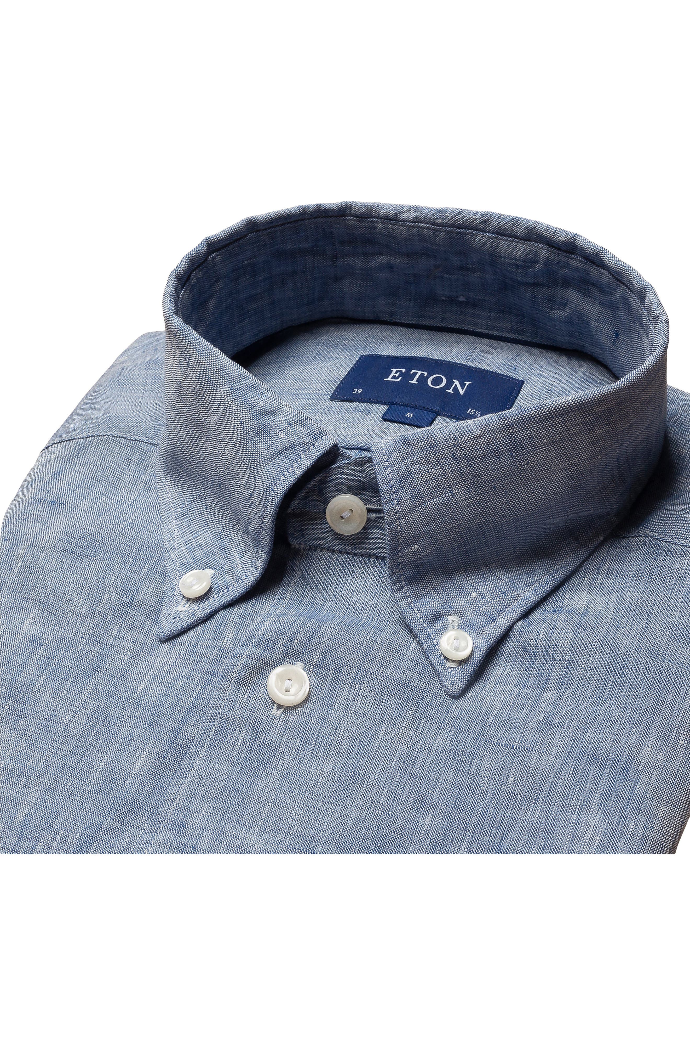Slim Fit Short Sleeve Linen Button-Up Shirt - image 2