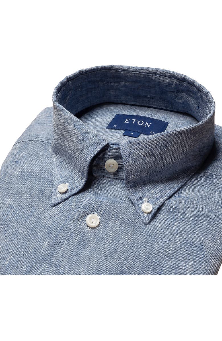 Eton Slim Fit Short Sleeve Linen Button-Up Shirt, Alternate, color, 