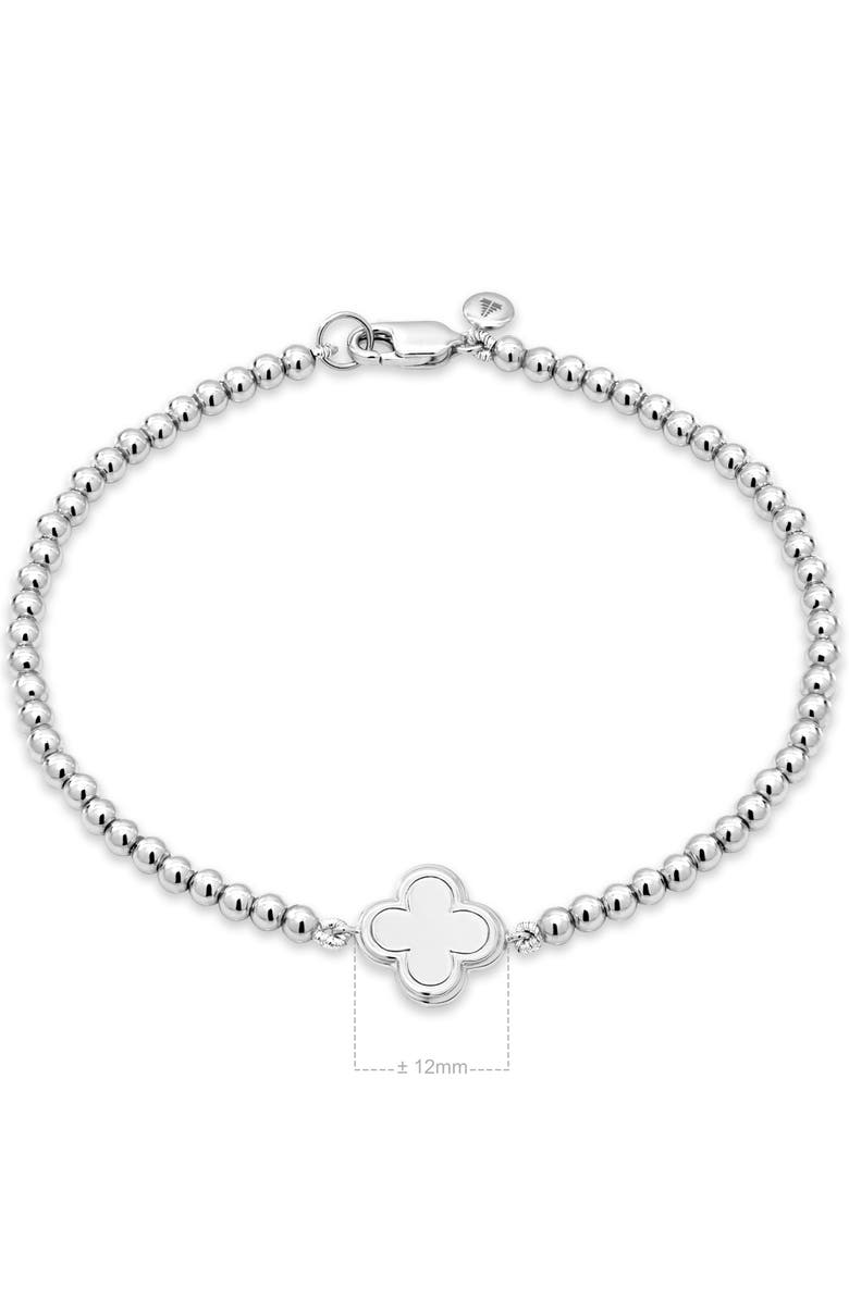 DEVATA Clover Beaded Ball Bracelet in Rhodium Plated Sterling Silver, Alternate, color, Silver