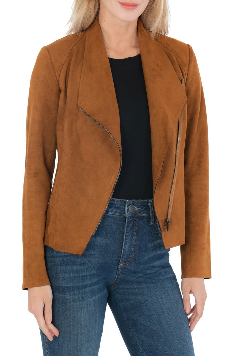 KUT from the Kloth Carina Faux Suede Drape Moto Jacket, Main, color,