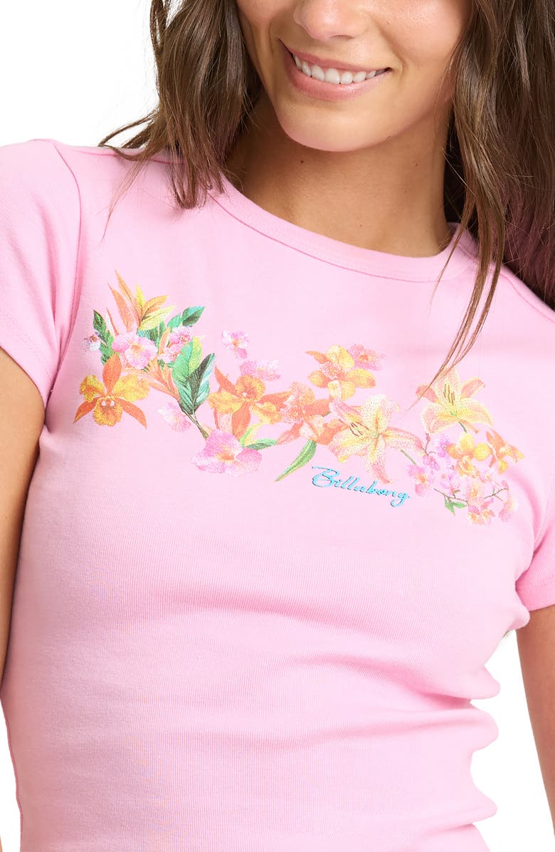 Billabong Wonderful Garden Graphic Cotton Crop T-Shirt, Alternate, color, Prism Pink