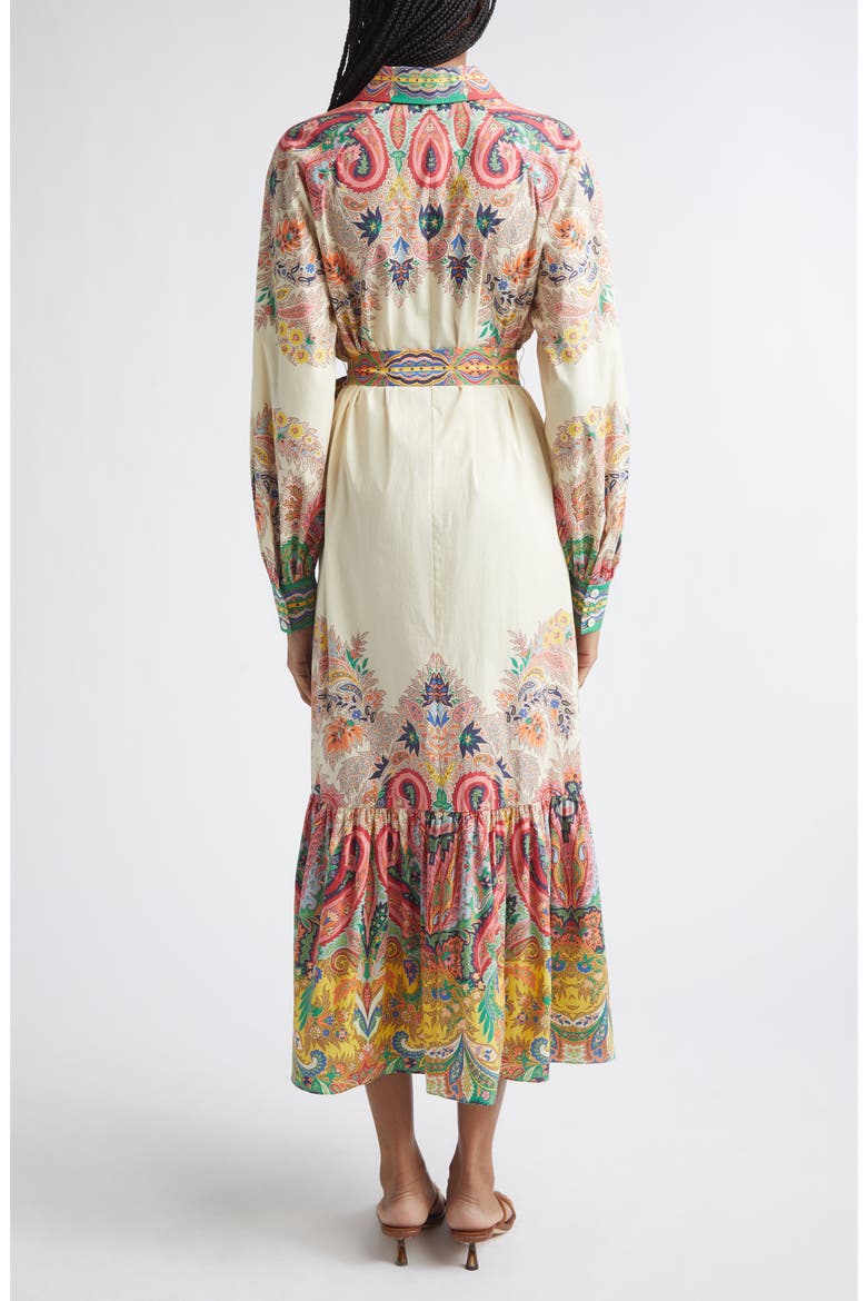 Placed Paisley Long Sleeve Belted Midi Shirtdress, Alternate, color, PRINT ON WHITE BASE