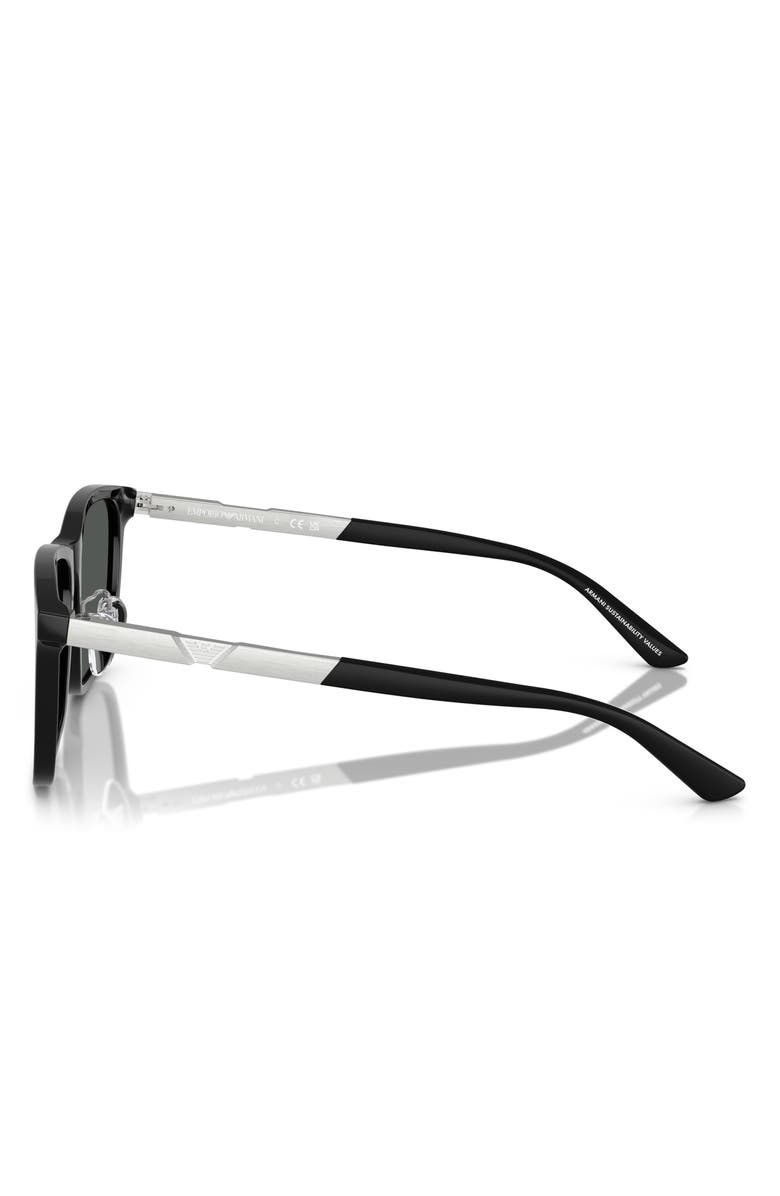 Emporio Armani 57mm Square Sunglasses, Alternate, color, Shiny Black / Dark Grey