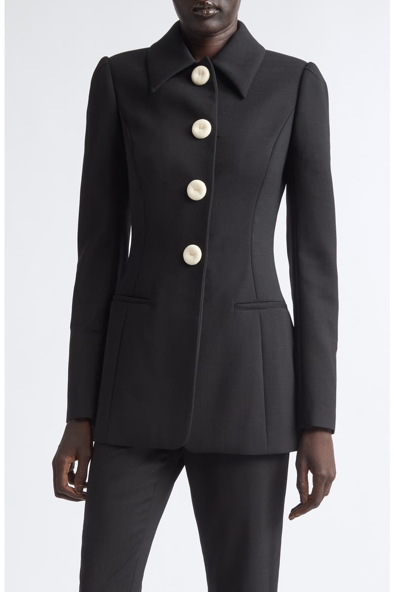Collared Wool Blend Jacket, Main, color, BLACK