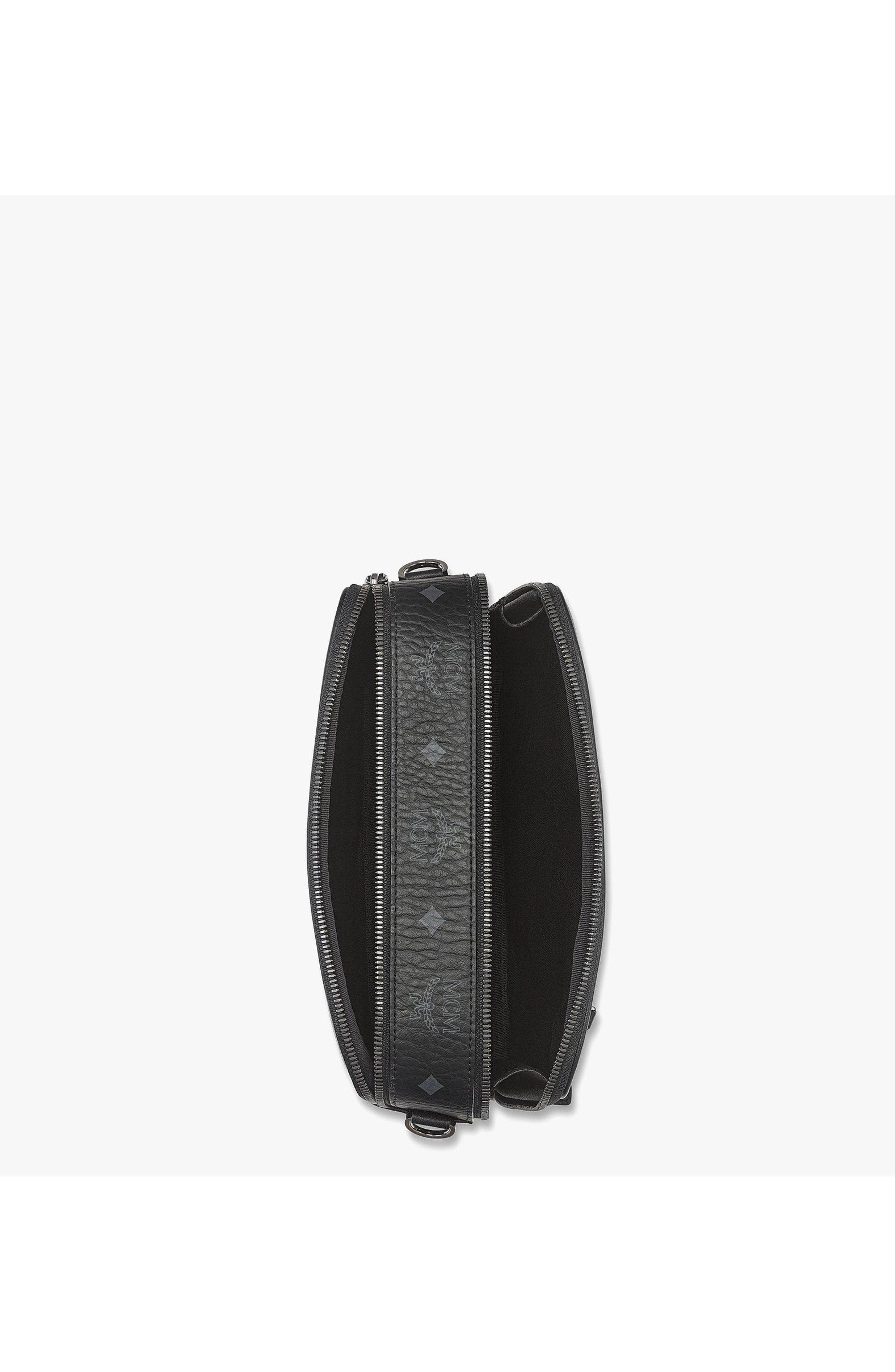 MCM Diamond Camera Bag in Visetos, Alternate, color, Black