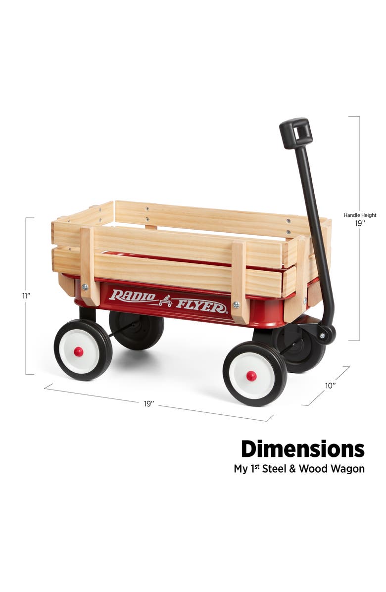 Radio Flyer My 1st Steel & Wood Wagon with Teddy Bear, Alternate, color, Red