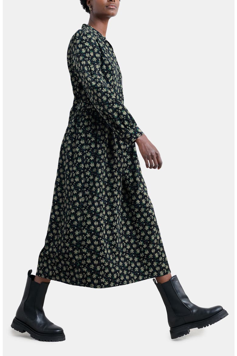Rose Cottage Floral Long Sleeve Corduroy Midi Dress, Alternate, color, SMUDGE FLORAL ONYX