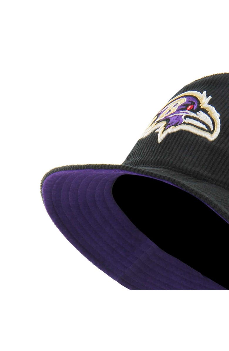 '47 Men's '47 Black Baltimore Ravens Thick Cord Bucket Hat, Alternate, color, 
