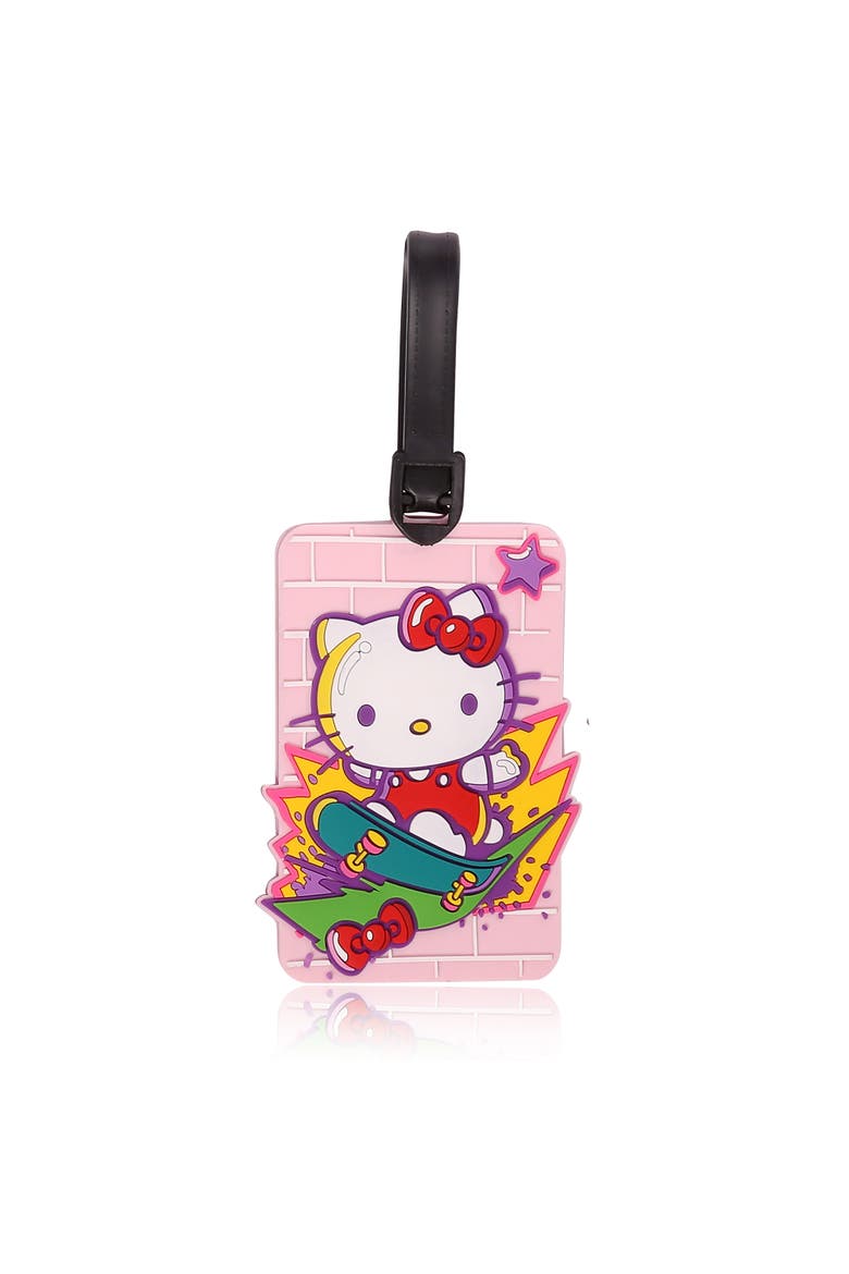 4-Piece Luggage Tag Set, Alternate, color, purple, pink, red