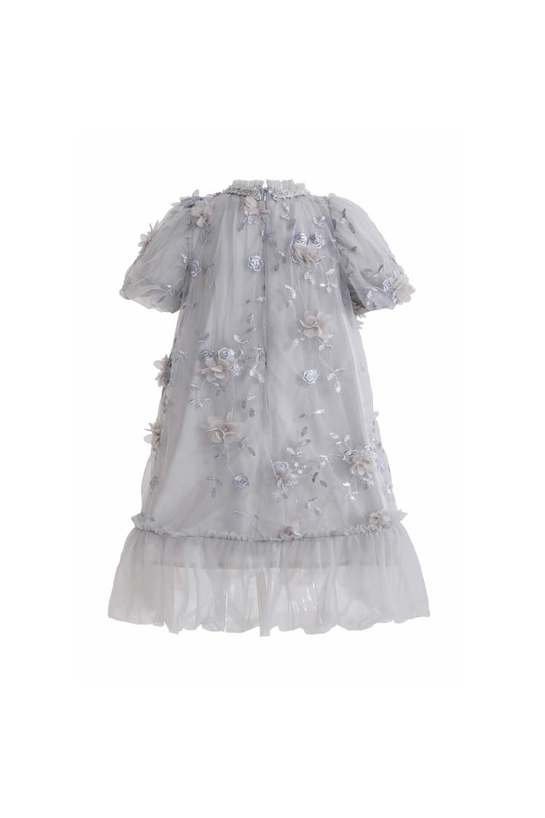 Bloom Embroidered Occasion Dress, Alternate, color, Silver