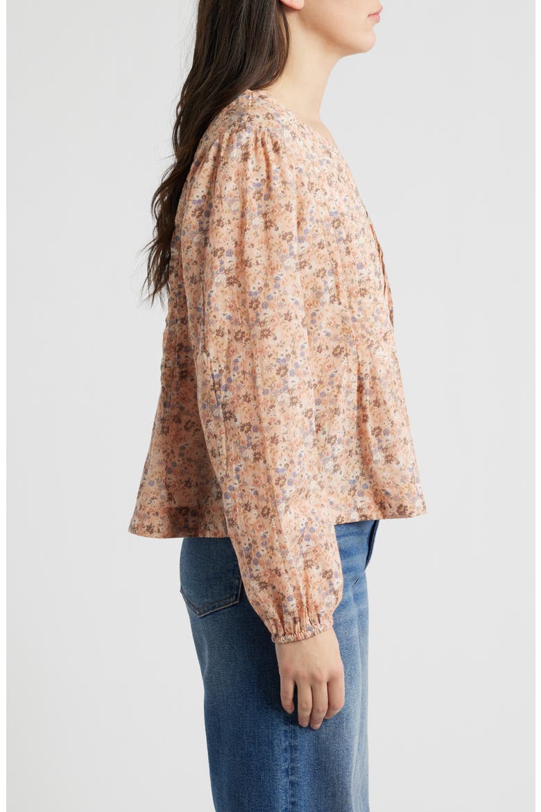 Floral Print Pintuck Cotton Top, Alternate, color, PINK FLORAL