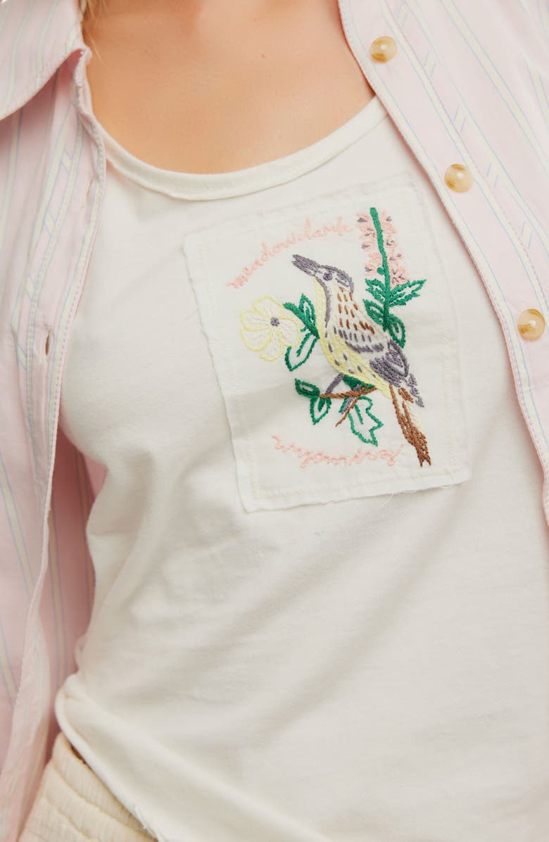 Free People State Bird Embroidered Graphic Cotton Tank, Alternate, color, Ivory Combo