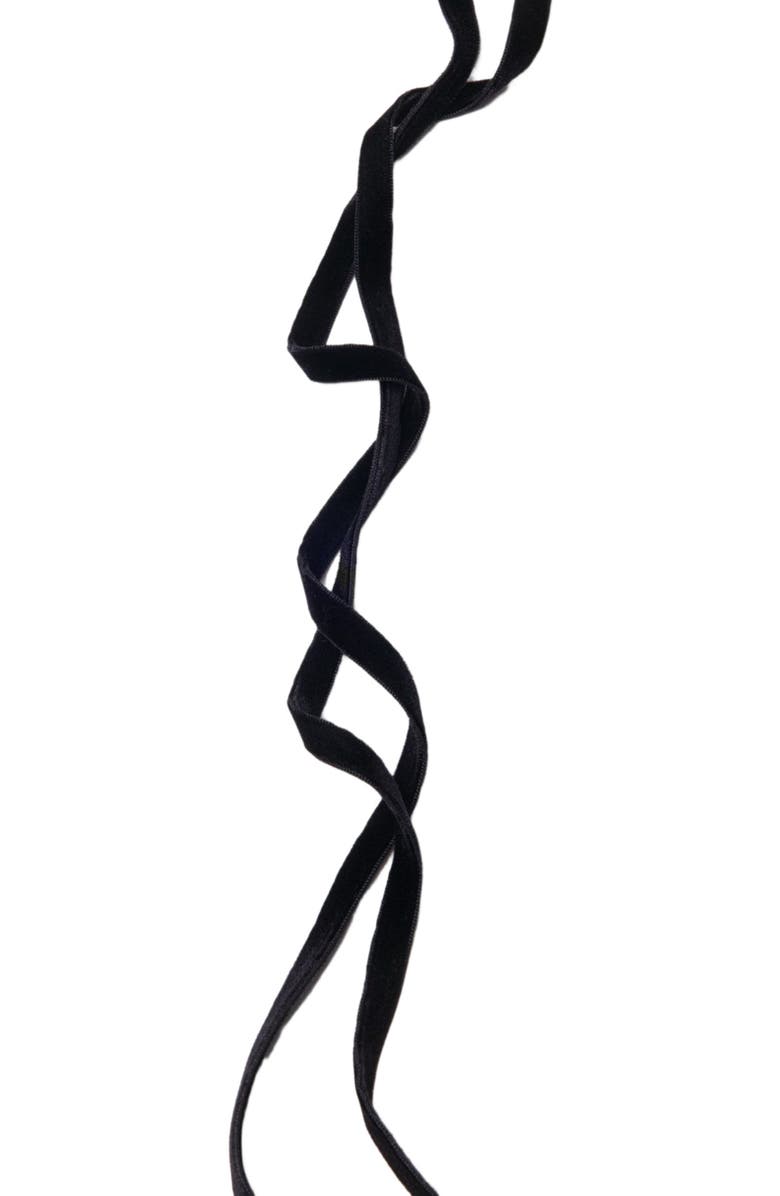 maje Heart necklace with velvet cord, Alternate, color, Black