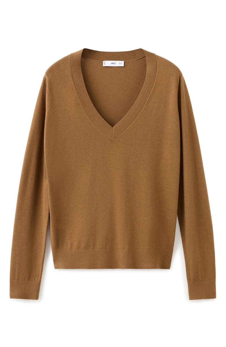 MANGO V-Neck Sweater, Alternate, color, Tobacco Brown