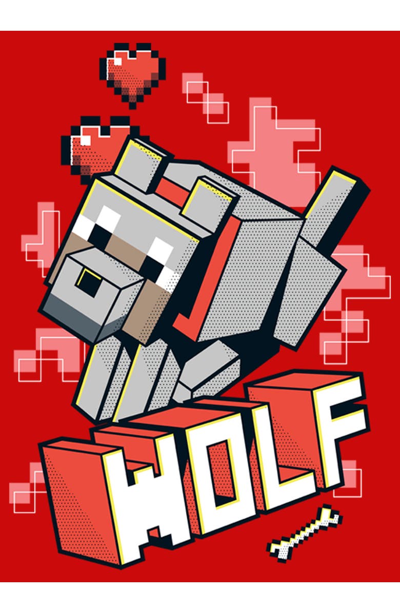 MINECRAFT Boy's Minecraft Wolf Graphic T-Shirt, Alternate, color, Red