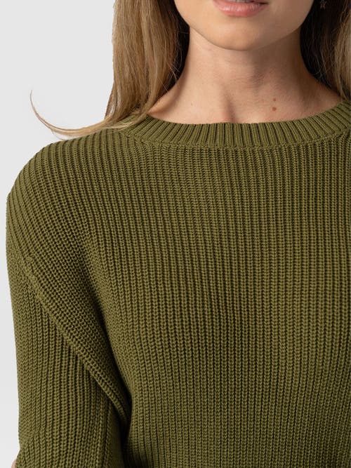 Saint + Sofia Remy Crop Sweater In Green