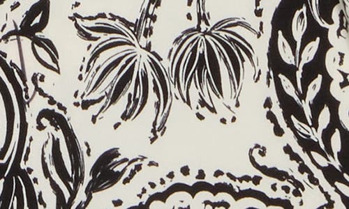 Ellen Tracy Palm Outline Smocked Crop Pants In Black