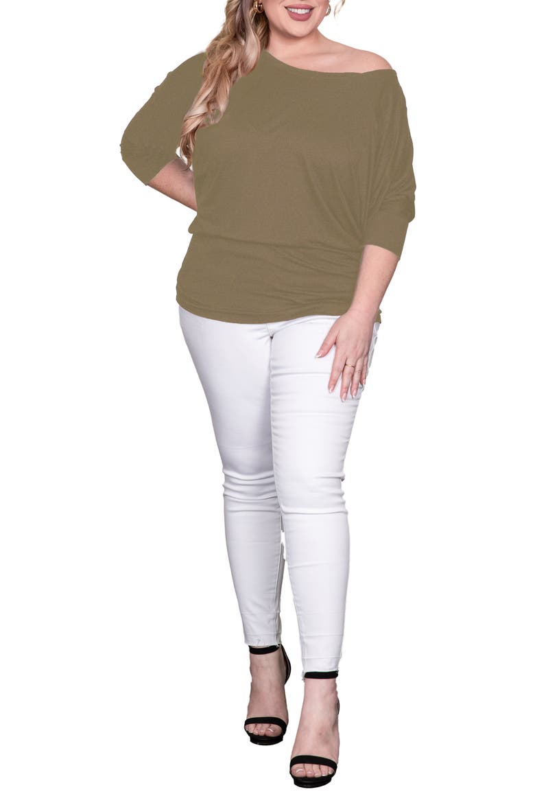 Dolman Sleeve Stretch Modal Top, Alternate, color, OLIVE