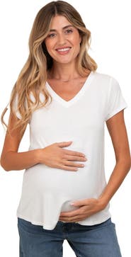 PinkBlush Basic V-Neck Short Sleeve Top