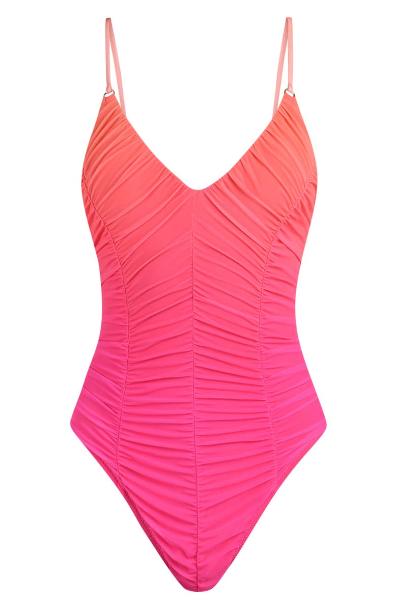 Sunshine 79 Ombré Illusions Ruched One-Piece Swimsuit, Alternate, color, Pink