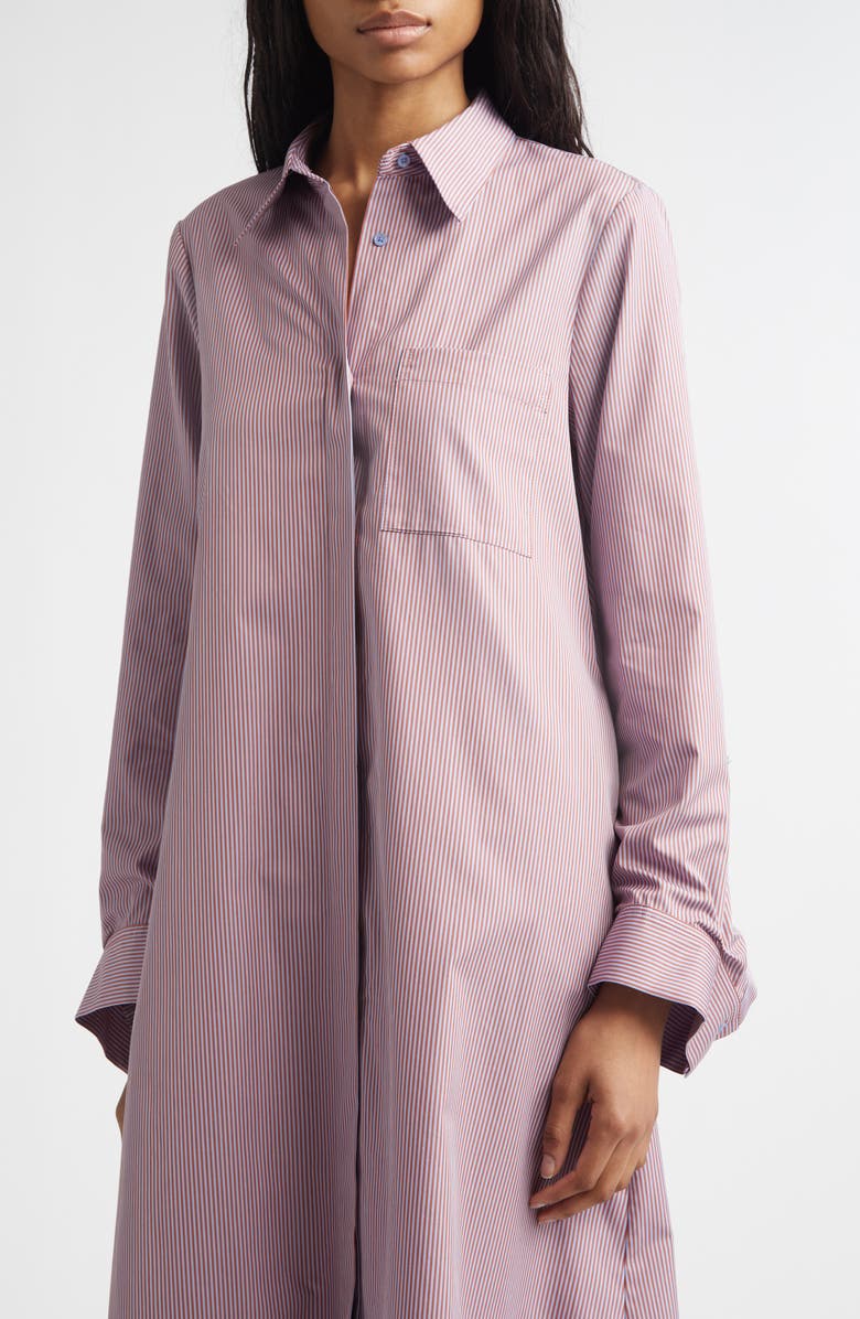 TWP Jennys Stripe Long Sleeve Cotton Shirtdress, Alternate, color, Rust / Blue