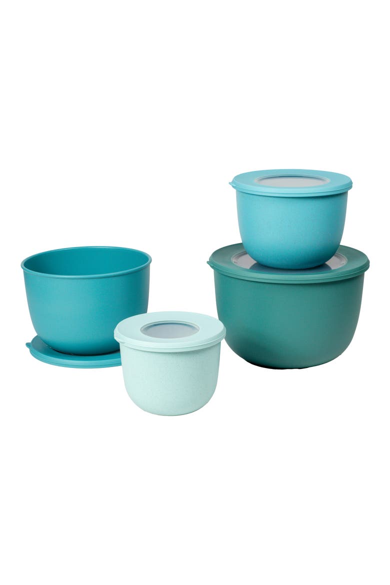 Set of 4 Stackable Melamine Mixing Bowls, Main, color, BLUE