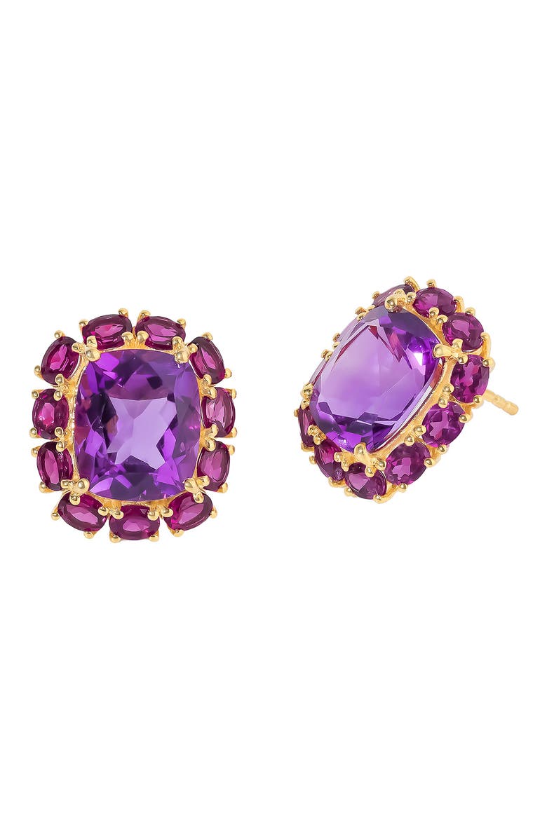 Amethyst Gold Plated Stud Earrings, Alternate, color, PURPLE