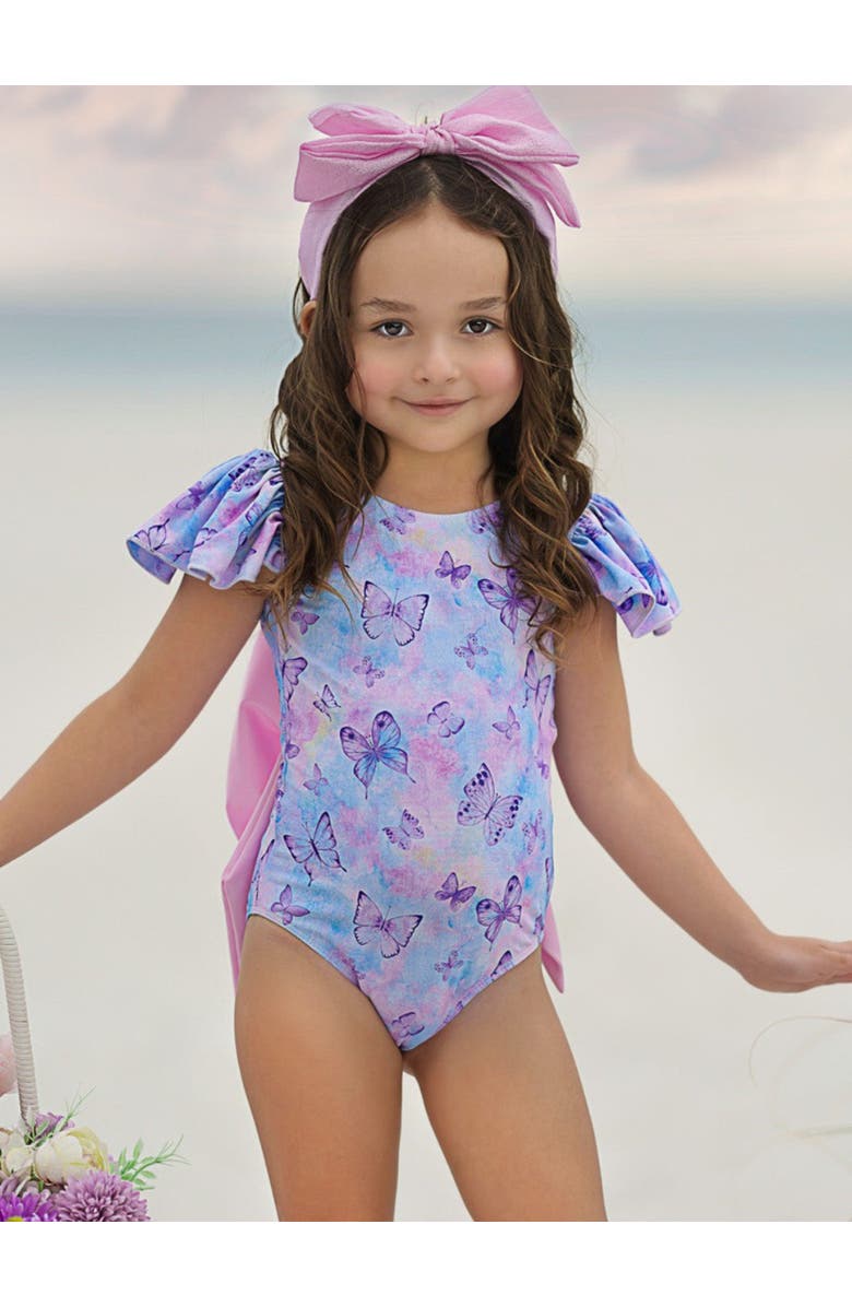 Mia Belle Girls Girls Butterfly Dreams Flutter Sleeve One Piece Swimsuit, Alternate, color, 