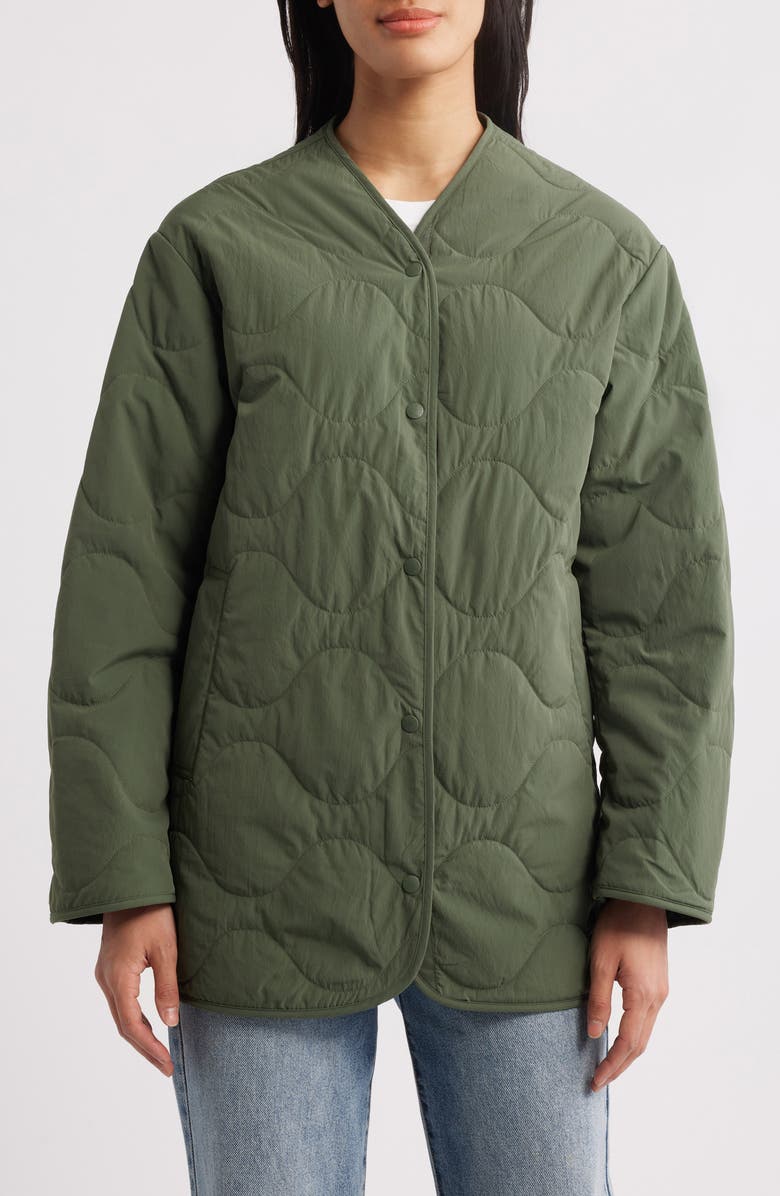 Save The Duck Bubble Water Repellent Quilted Jacket, Main, color, Thyme Green